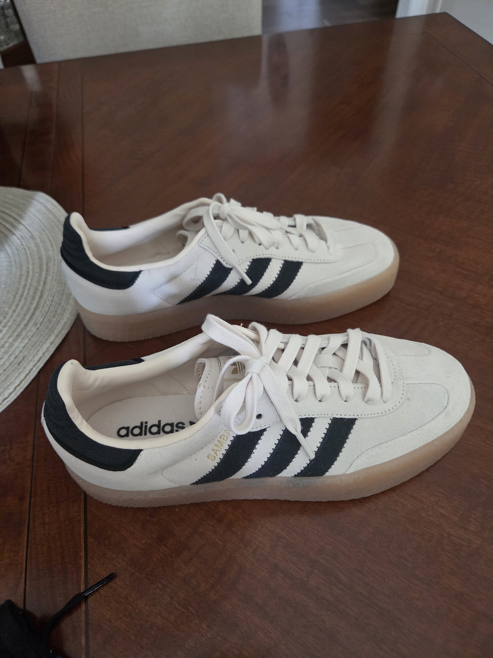 adidas Samba Platform Sneakers in Off-White with Black Stripes